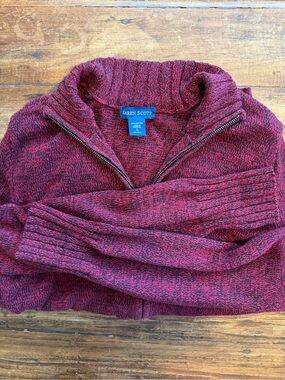 100% Cotton Red and Black Zip-Up Sweater | Karen Scott | Size Large
